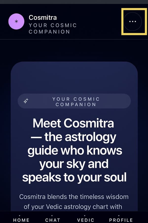 Adding Cosmitra to the iOS home screen via the Safari Share menu